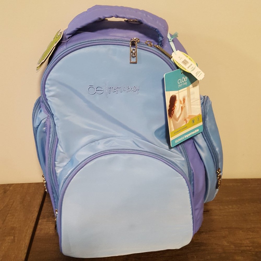 Cloe Mom & Baby Diaper Backpack - Purple & Blue